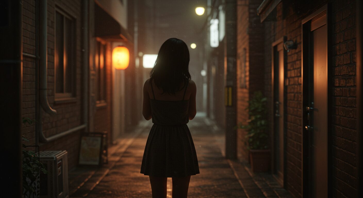辞めたいと悩む女性が静かな場所で立ち止まっている後ろ姿