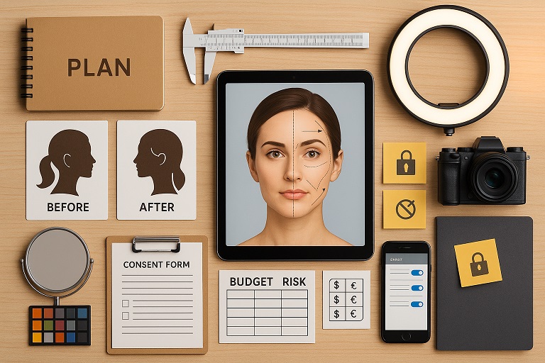 美容医療 整形 のイメージ(施術前後の計画と記録)